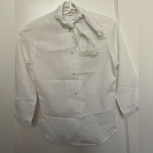 Vintage Lady Manhattan White Lace Trimmed Blouse